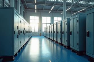 Lignes de batteries industrielles dans une centrale moderne