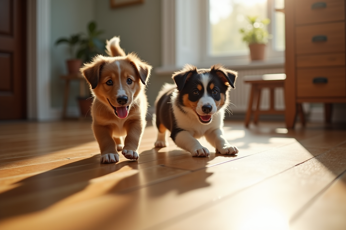 Chiot border collie australien jouant à l