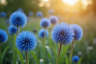 Fleurs d'echinops éclatantes en pleine floraison dans un jardin