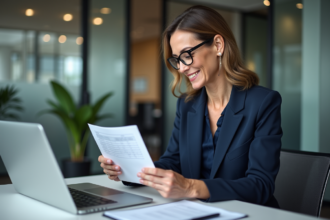 Femme d affaires en bureau moderne avec documents