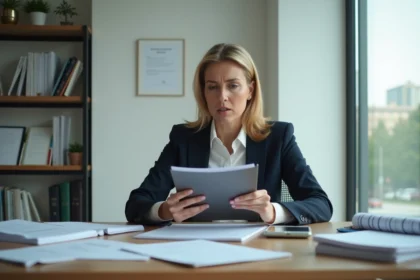 Femme d affaires concentrée à son bureau moderne