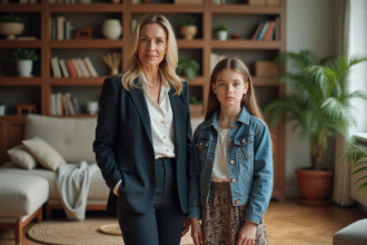 Femme et adolescente en style distinct dans un salon chaleureux