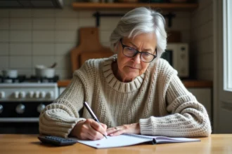 Femme française écrivant des kilogrammes et tonnes