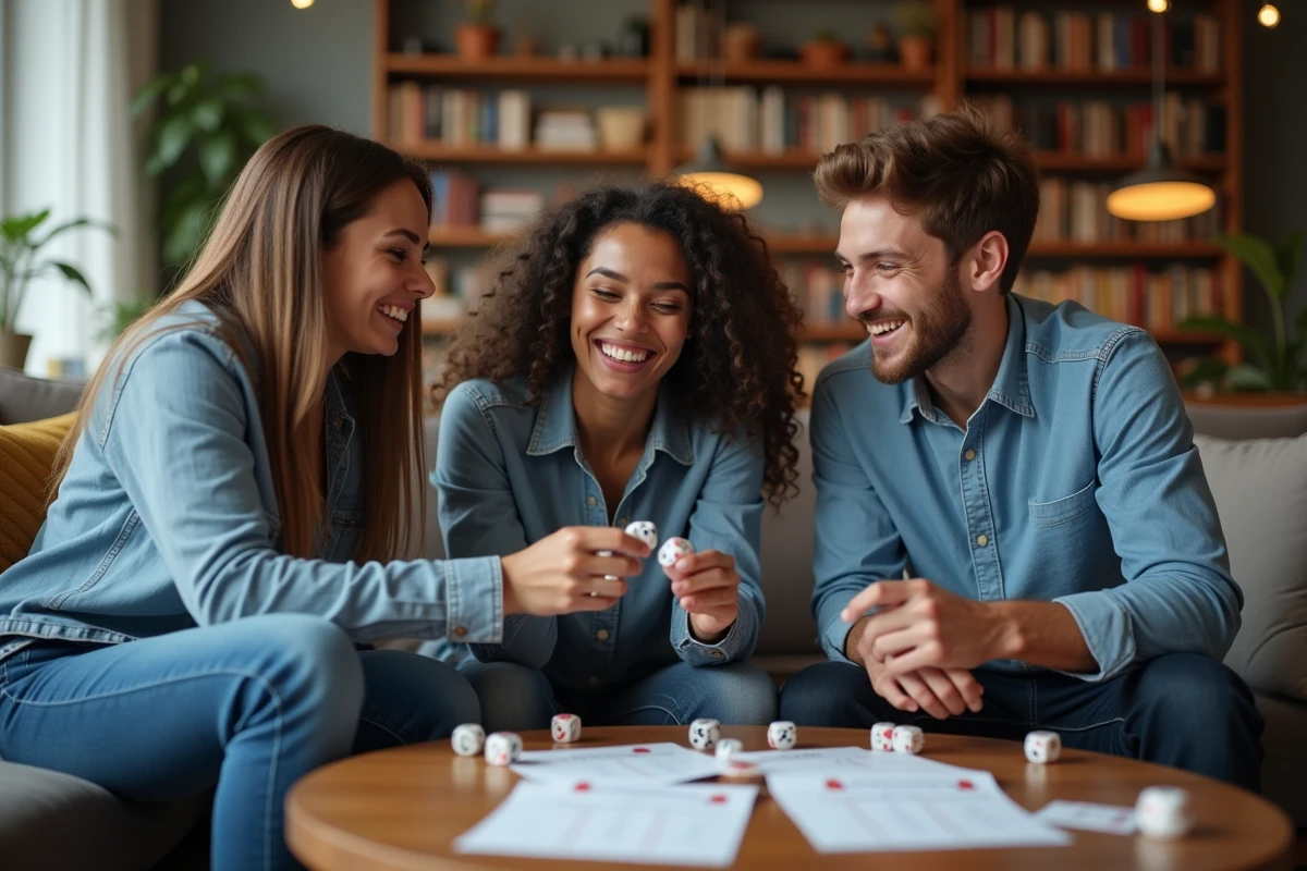 Trois jeunes adultes jouent et rient lors d