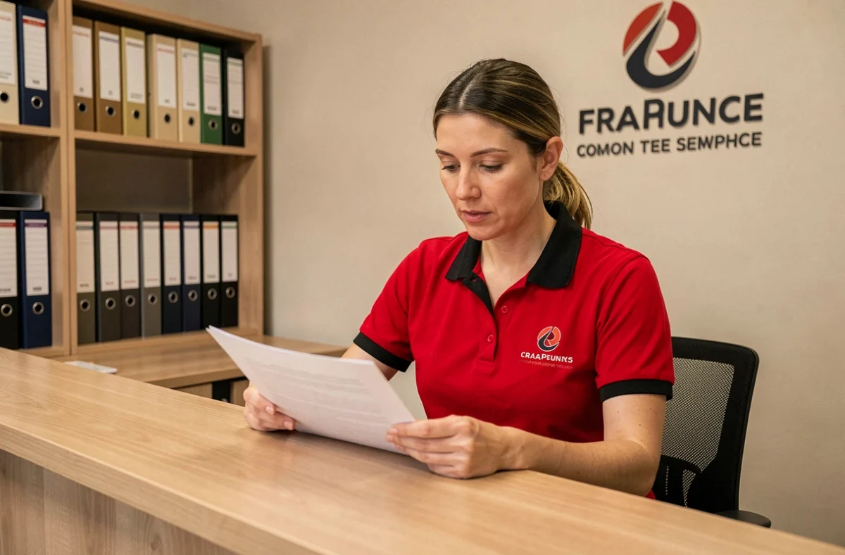 Technicienne MCE à son bureau dans les locaux de l'entreprise dans le Jura
