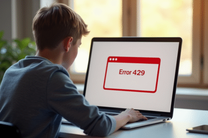 Adolescent frustré devant un ordinateur avec erreur 429
