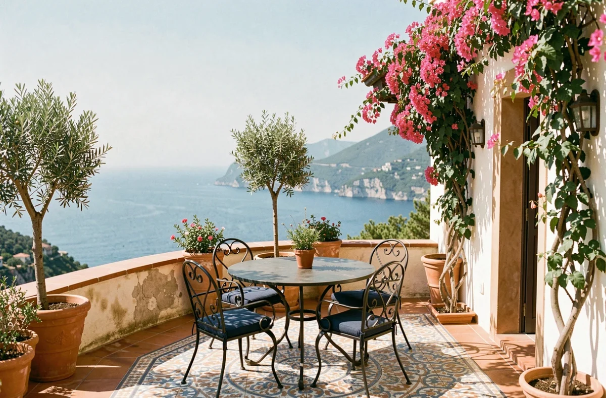 Villa Mongibello, villa méditerranéenne avec terrasse en tuiles et vue panoramique sur la côte d'Azur